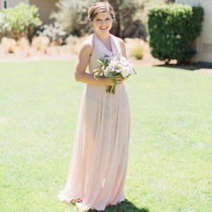 Amsale Light Pink Long, Sleeveless Chiffon "Daryn" Dress (Size 2)